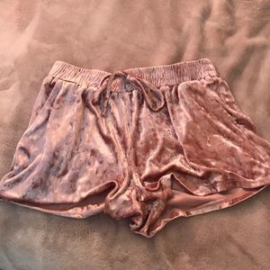 Pink velvet shorts